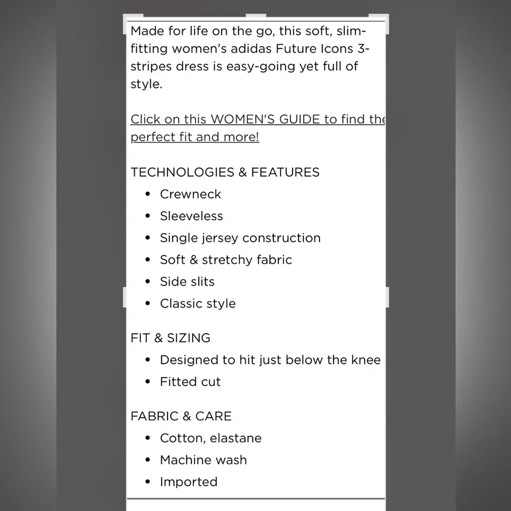 Adidas Future Icons 3-stripe Slip on Jersey Dress-Medium - Picture 4 of 9